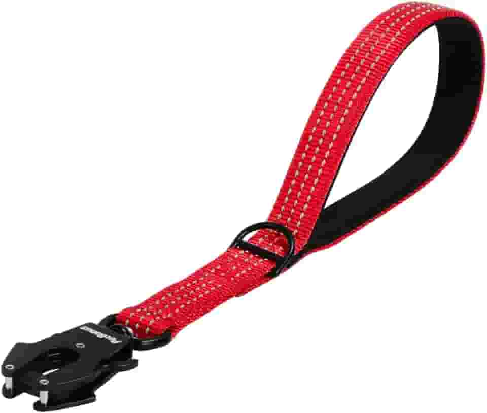 PetBonus Coleira de cachorro curta resistente, guia de trânsito de nylon com clipe de liberação rápida, alça acolchoada confortável, coleira de treinamento refletiva para cães médios e grandes