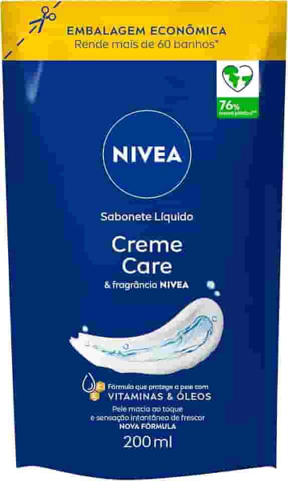 NIVEA Sabonete Líquido Refil Creme Care 200ml - Sensação de pele intensamente hidratada com o melhor do NIVEA Creme