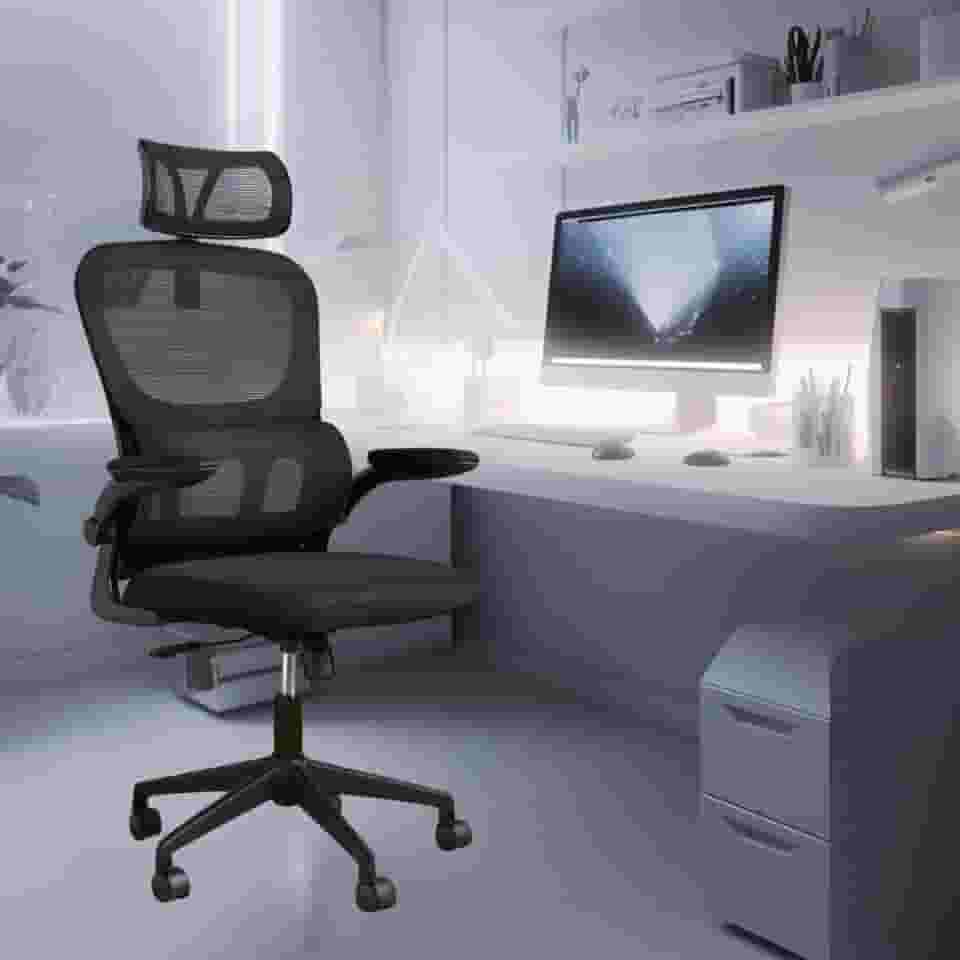 Cadeira de Escritorio Ergonomica com Suporte Lombar Com Estofado de Tela Mesh Inclinavel Ajustavel TOTUS LIFE