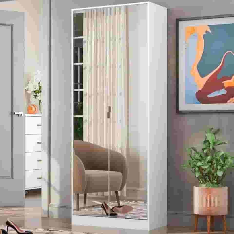 Sapateira com Espelho 2 Portas 01 Gaveta Grife Demóbile Branca