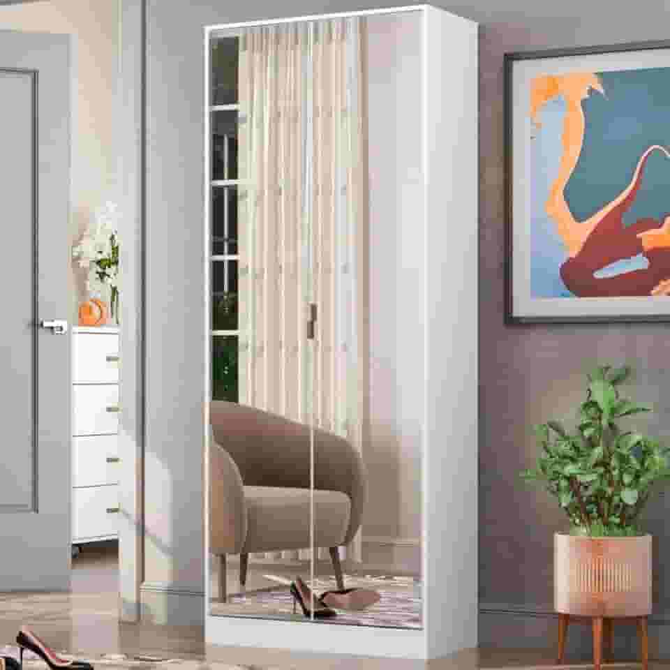 Sapateira com Espelho 2 Portas 01 Gaveta Grife Demóbile Branca