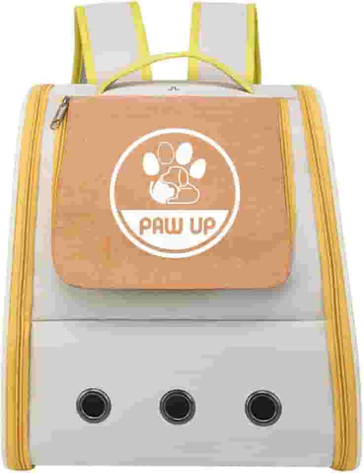 Bolsa Transporte Pet para Cães e Gatos 32x28x38 cm, Bolsa Mochila Respirável com Ventilação, Alças Ergonômicas e Tapete Removível, Resistente e Confortáve (Amarelo)