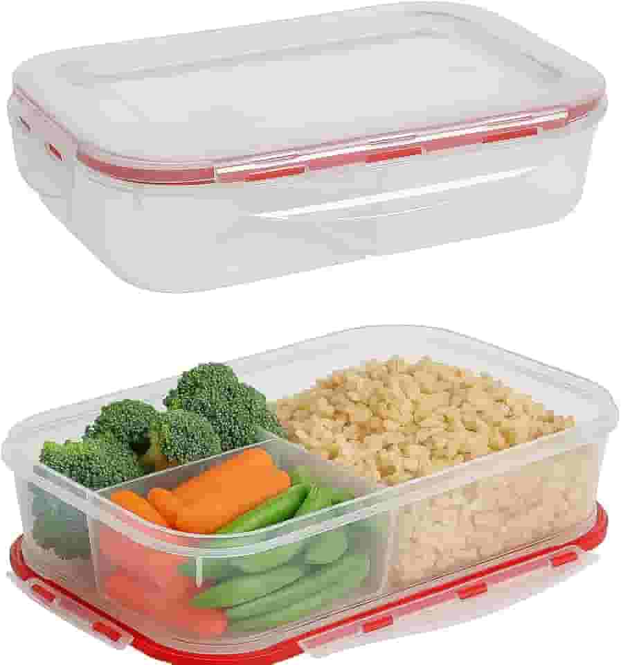 Potes Marmita Hermetica Com Divisorias Fitness 1l Com Travas Freezer Microondas Plastico Resistente Marmitas