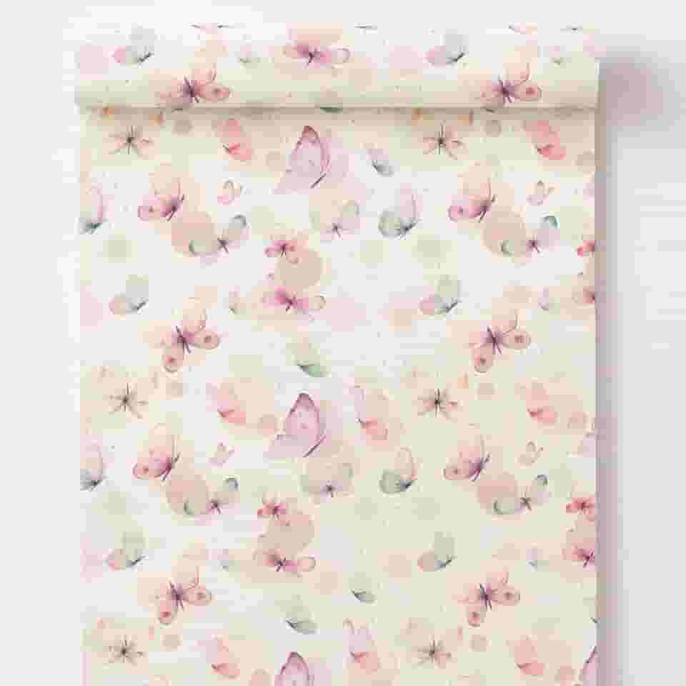 Papel de Parede Decorativo Borboletas Rosa Autocolante, 5m x 45cm para Sala Quarto Cozinha