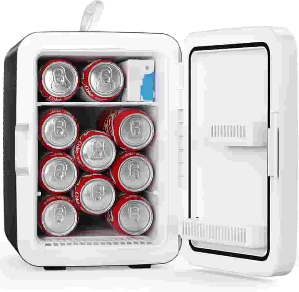 Antarctic Star Mini geladeira compacta, geladeira pequena portátil de 10 L, mini geladeira de 6 litros com adaptadores CA/CC, refrigerador de cosméticos pequeno para bebidas, alimentos, maquiagem