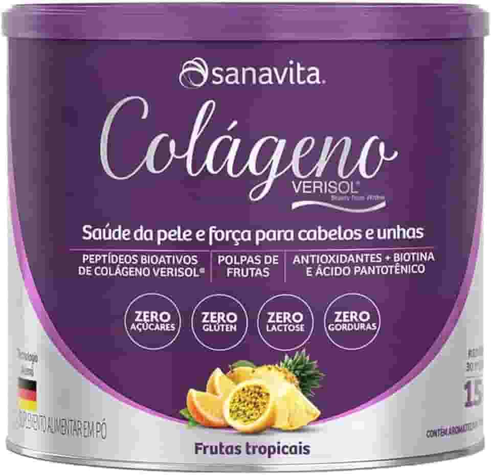 Sanavita Colágeno Hidrolisado Verisol - Pele e Cabelos - Frutas Tropicais - 150g