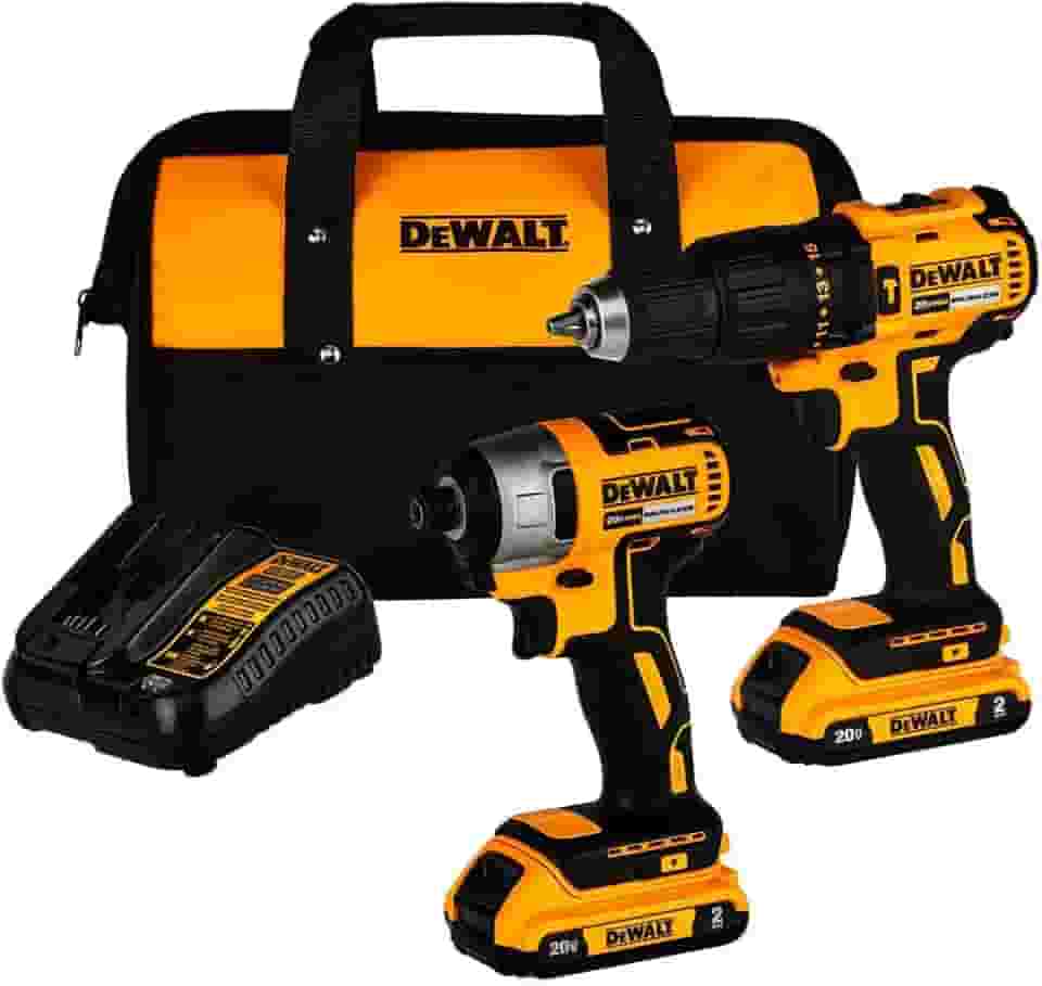 Dewalt Kit Furadeira e Parafusadeira de Impacto com Parafusadeira de Impacto, Ferramentas à Bateria, Acompanha 2 Baterias com Carregador e Bolsa de Transporte, Modelo DCK276D2, 20V