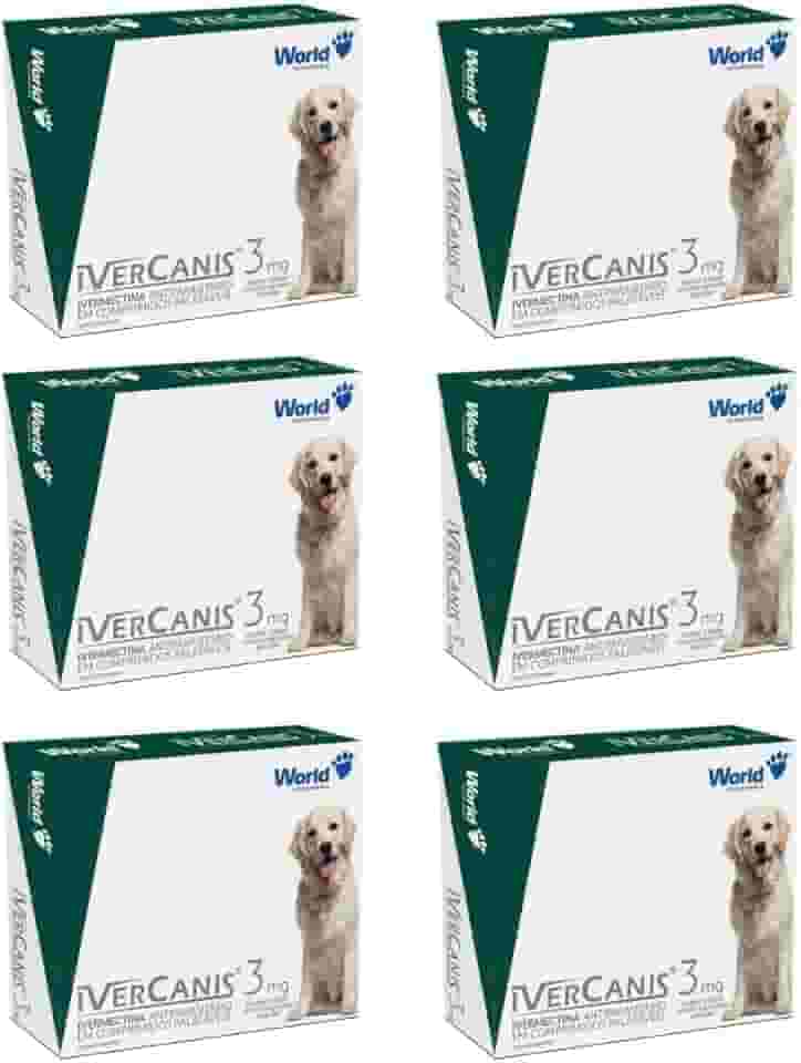 Kit 6 Ivercanis 3mg Remédio Antipulgas Carrapatos Cães Tratamento Sarna Completo