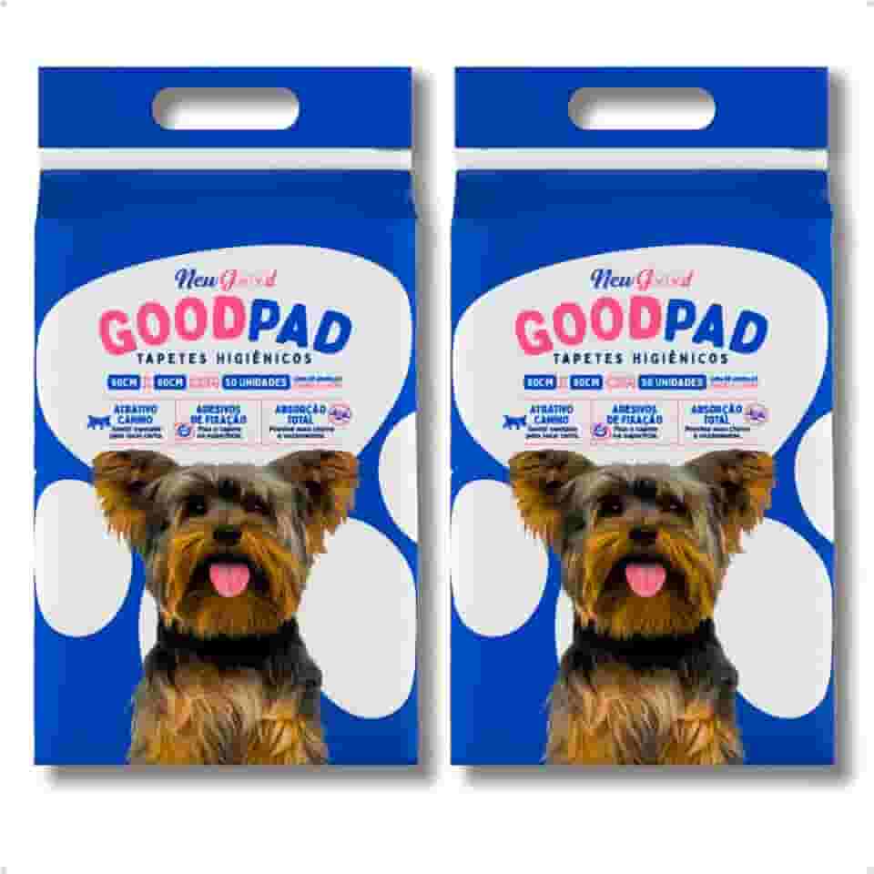 KIT 2 Pacotes Tapete Higiênico Good Pad para Cachorro 60cm x 60cm com 50 Unidades Sanitário Super Absorvente Antivazamento Alta Absorção Descartável Premium Atrativo