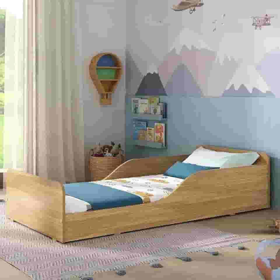 Cama Infantil Montessoriana Suspiro Multimóveis BB2379 – 100% MDF Madeirado, p/Colchão 70x150cm, Estilo Seguro e Charmoso, 3 Anos de Garantia
