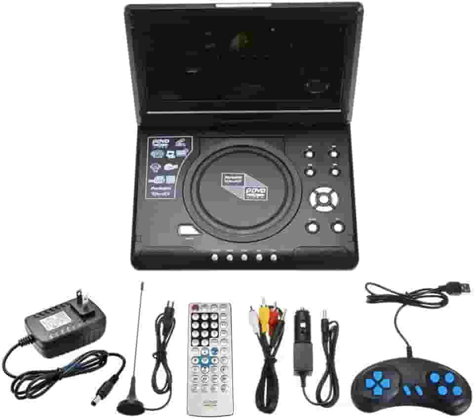 burko 9.8 Polegadas 16:9 Widescreen 270° Tela LCD Rotativa Casa Carro Tv Leitor de DVD Portátil Vcd Disco Compacto Visuzador Mp3 com Função de Jogo