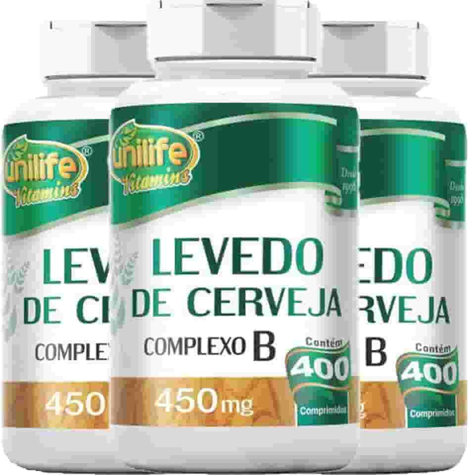 Kit 3 Levedo de cerveja complexo B 400 cápsulas Unilife
