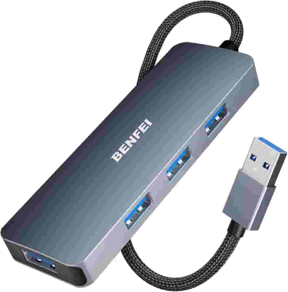 BENFEI Hub USB 3.0, divisor USB A de 4 portas, expansor ultrafino para mouse, teclado, pen drive, disco U, impressora, compatível com laptop, PC de mesa, Xbox, PS5 e mais