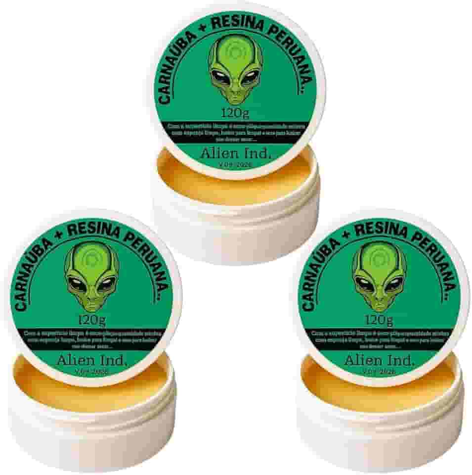 3 Cera Alien Ind Automotiva Carnaúba + Resina Peruana 120g | Brilho Espelhado, Remove Pequenos Riscos, Proteção e Revitalização da Pintura e Queimados