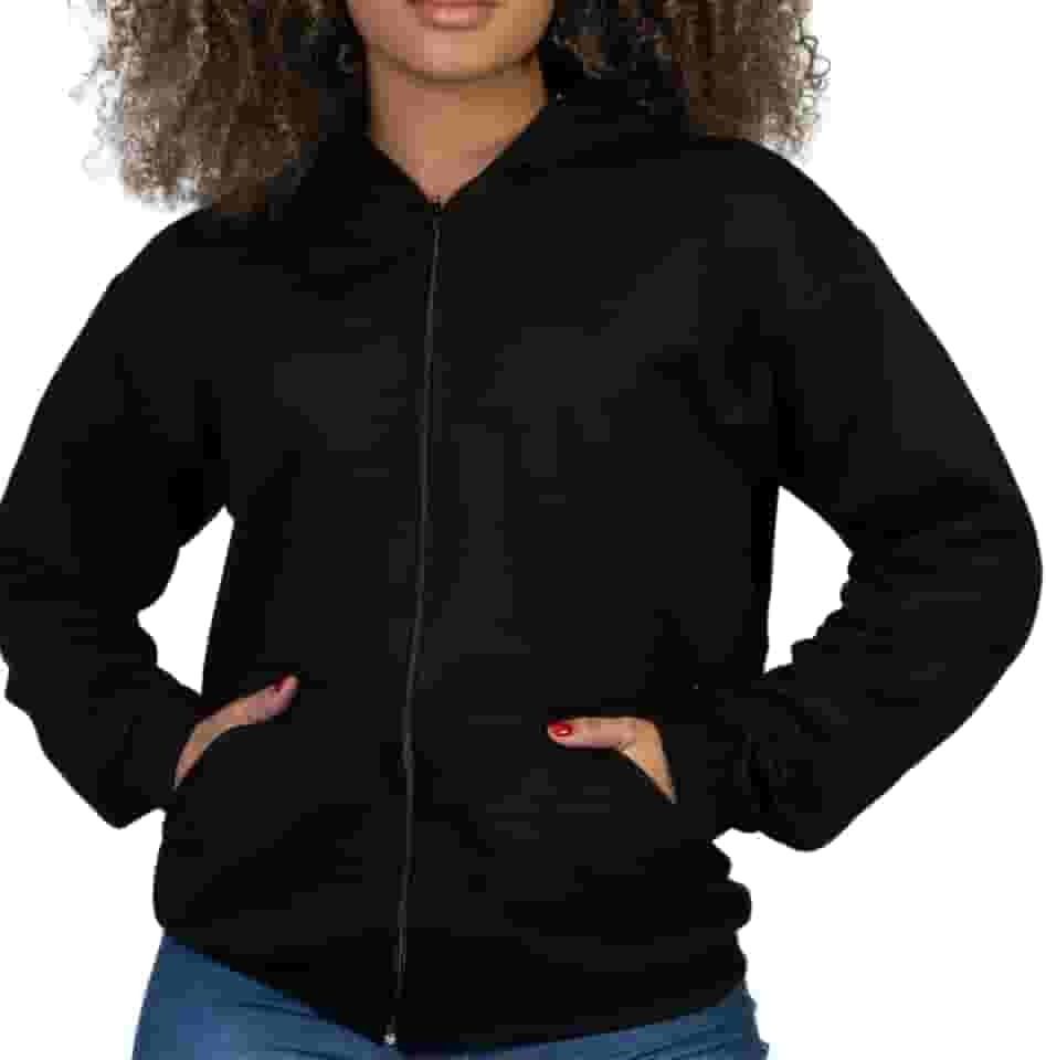 Blusa De Moleton Feminina Capuz Zíper Agasalho Ziper Frio