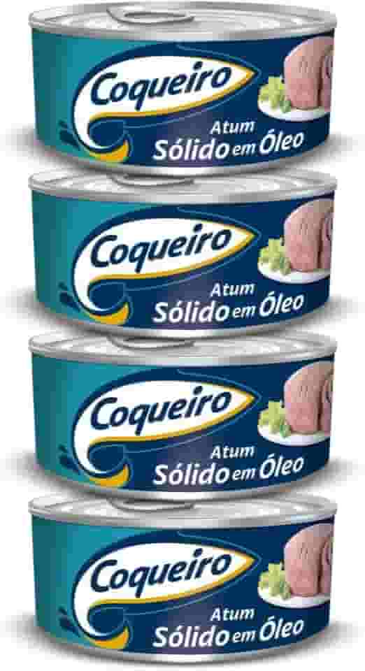 Kit 4 Latas Atum Coqueiro Sólido em Óleo 170g