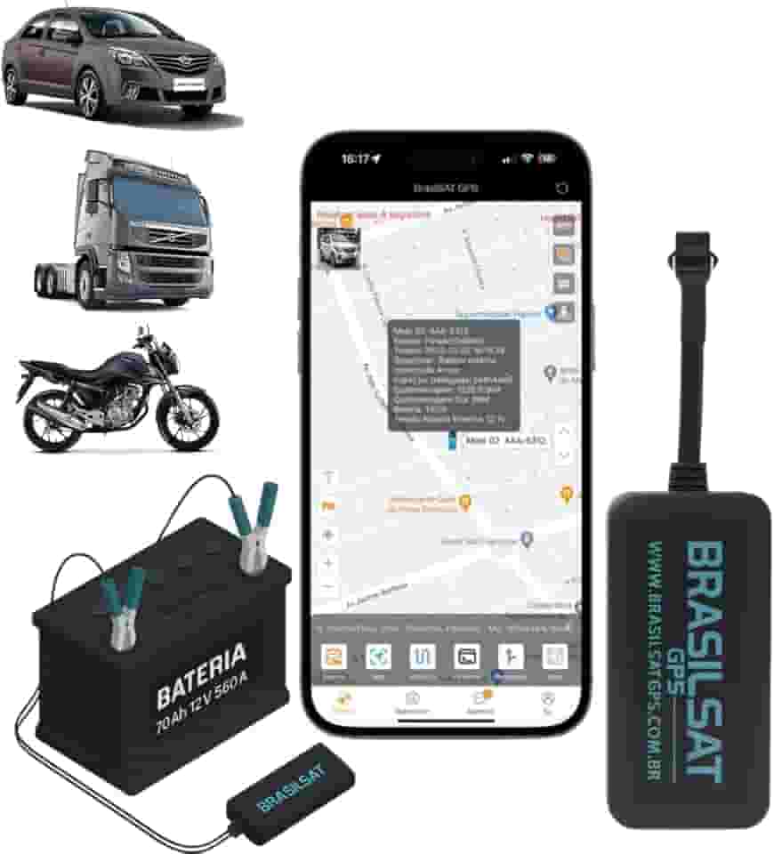 Brasilsat GPS – Rastreador Veicular GPS Veicular Com Aplicativo em Tempo Real No Celular E Instalação Rapida na bateria do carro. Carro Caminhao Moto Carro Eletrico