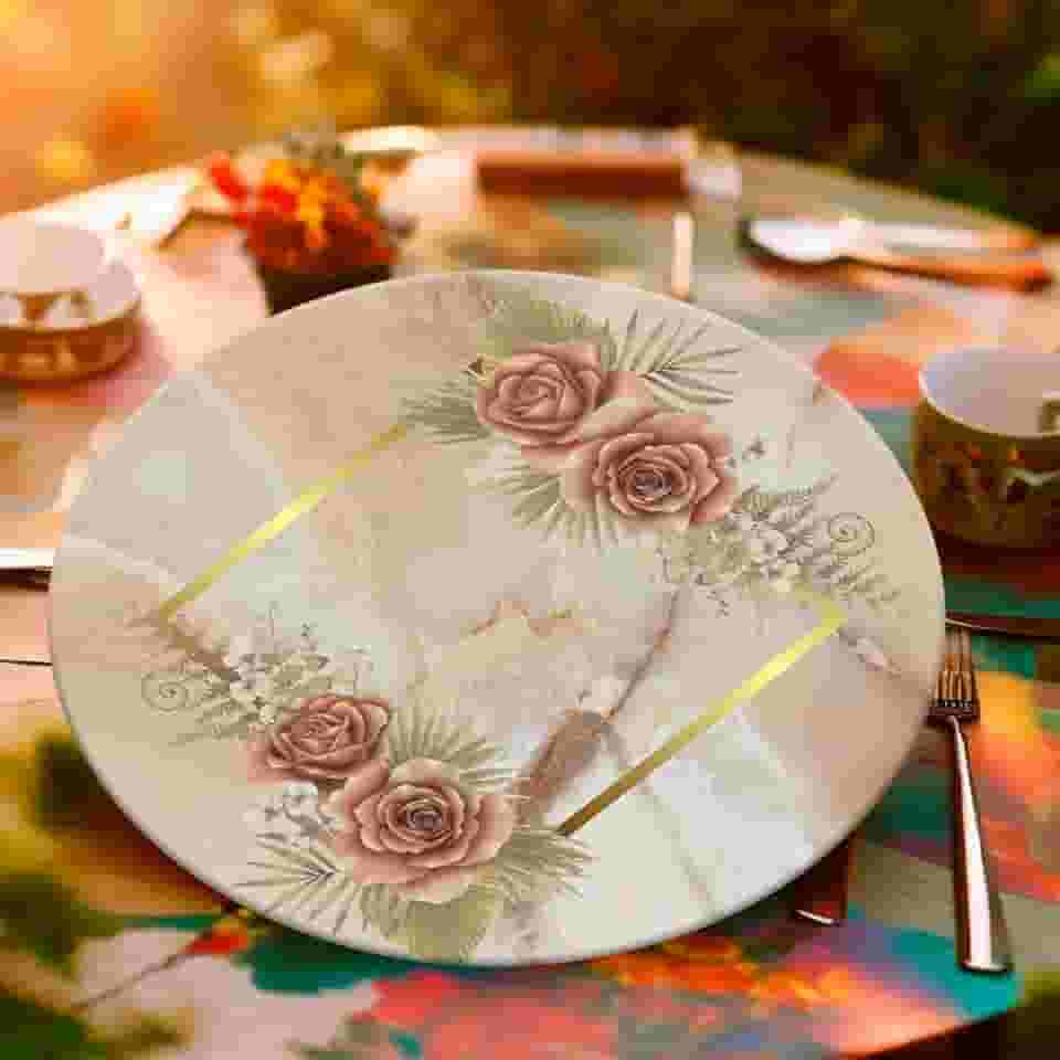 Capa Para Sousplat Jogo Americano de Flores Floral Microfibra 35cm Unidade (SFLS0003)