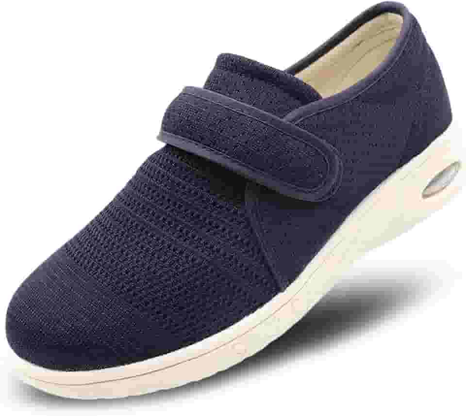 Tênis feminino de caminhada para diabéticos, ajustável, para uso ao ar livre, fácil de colocar e tirar, chinelos de largura larga, conforto para idosos, pés inchados, edema, dor nos pés
