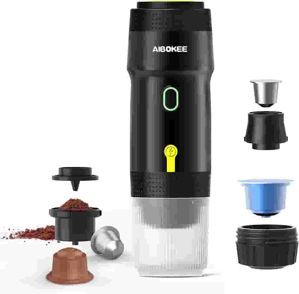 Máquina de café expresso portátil, cafeteira portátil 3 em 1, mini máquina de café expresso de 20 bar, máquina de café expresso de viagem com autoaquecimento compatível com cápsulas NS, DG e