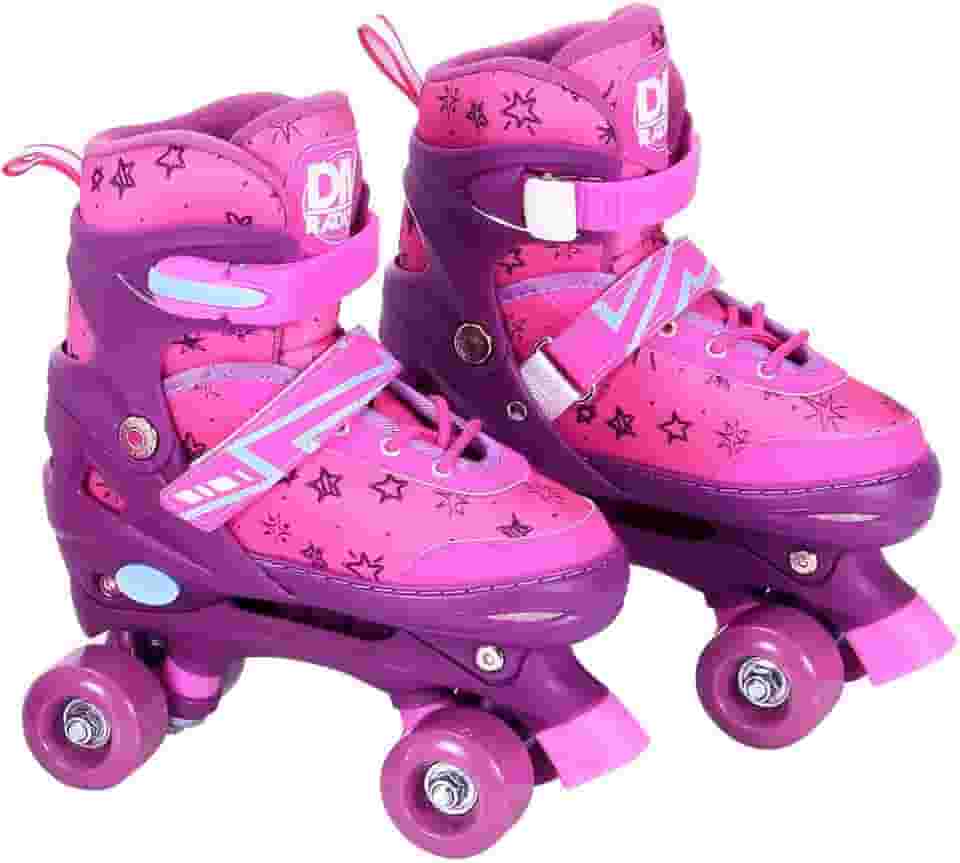 Patins Roller Ajustável Cadarço com Acessórios Rosa 34-37 DM Radical