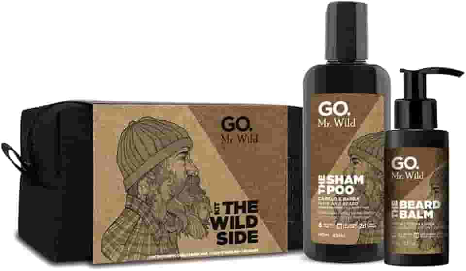 Kit Necessaire Go Man linha Mr Wild - Shampoo + Balm de Barba + Necessaire de nylon exclusiva feita a mão, excelente presente