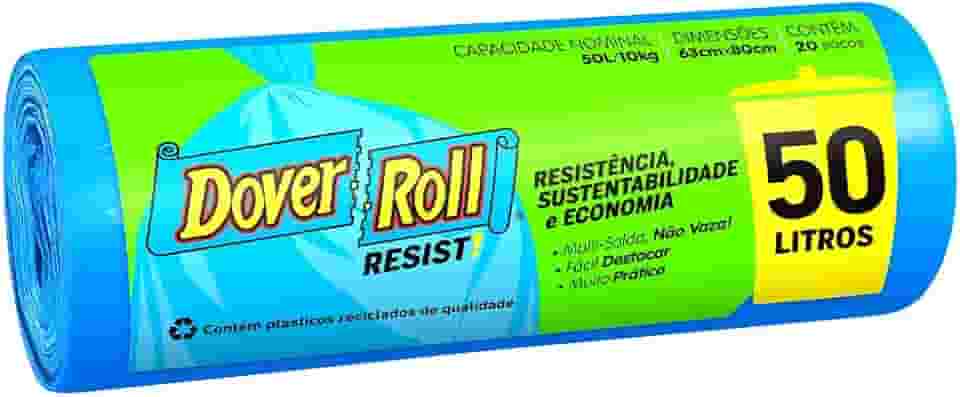 Dover-Roll Saco Para Lixo Resist 50 Litros Azul Rolo Com 20 Sacos