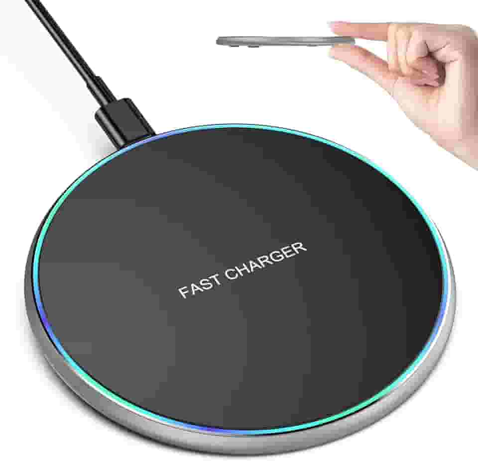 Carregador sem fio compatível com iPhone 16 15 14 13 12 11 Pro Max/Mini/Plus/XR/X/8, 15W Max Fast Wireless Pad Mat para Samsung Galaxy S23/S22/S21/S20/S10, Galaxy Buds