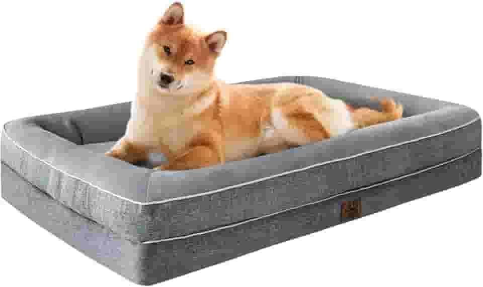 Camas de espuma viscoelástica à prova d'água para cães extragrandes camas ortopédicas antiderrapantes para cães sofá lavável cama para animais de estimação com capa removível (cinza, grande)