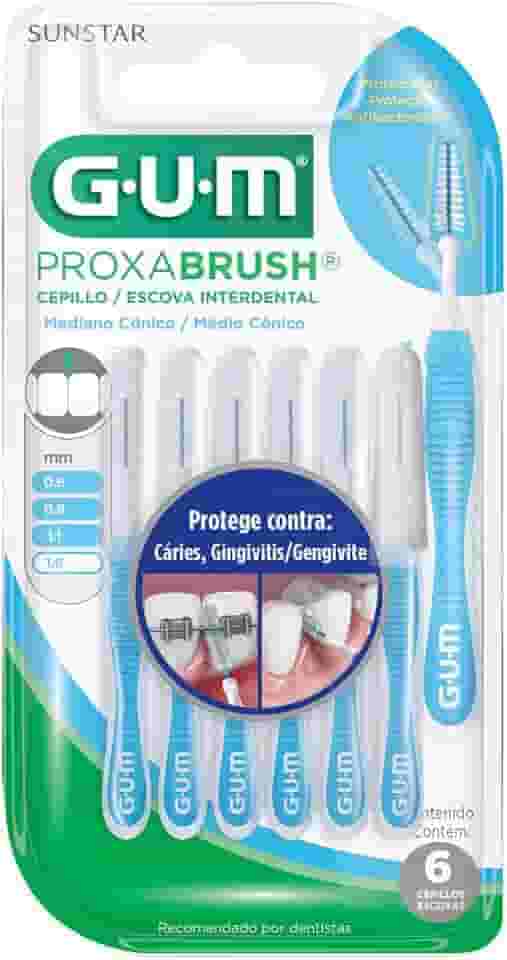 Escova Interdental Portátil Cerda Grande 1.6 mm GUM, Limpeza entre os Dentes, 6 unid., Gum, Azul, 1.6 Mm