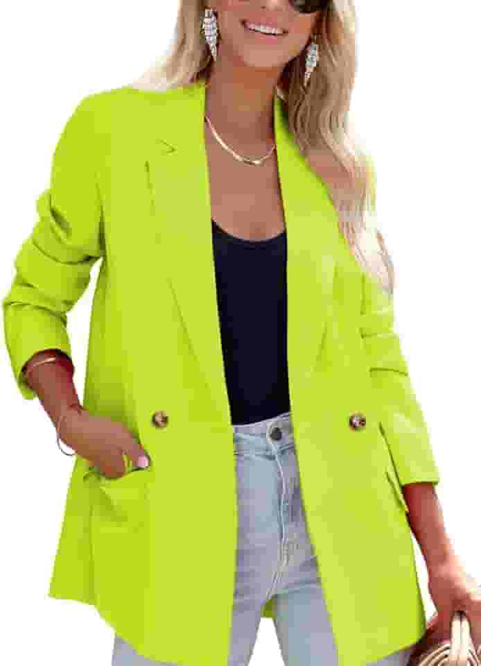 Blazer feminino casual com botão lapela manga longa trabalho negócios moda blazers roupas com bolsos