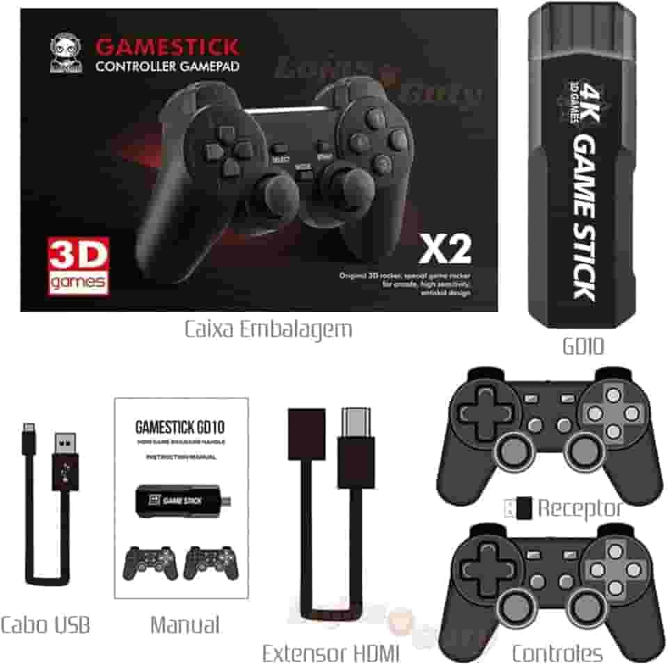 Controlr sem fio HD,GD10 Game Stick embutido 40000 jogos 128GB 2.4G controlr sem fio HD console de videogame retrô 4k HD console de videogame