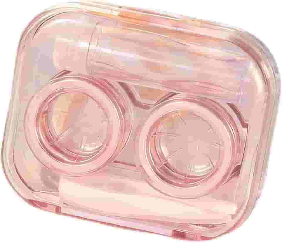 Conjunto de 2 capas de lentes de contato, itens essenciais de viagem com kit de ferramentas de remoção e frasco de solução, caixa de armazenamento de lentes de contato transparente (estilo 1)
