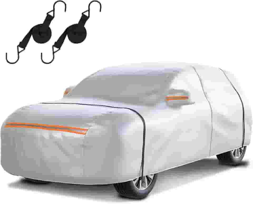 Capa impermeável para carro SUV: Proteção de 6 camadas contra chuva, neve, UV e poeira - Ajuste universal de até 449 cm com porta com zíper e alças à prova de vento para uso ao ar livre, garagem,