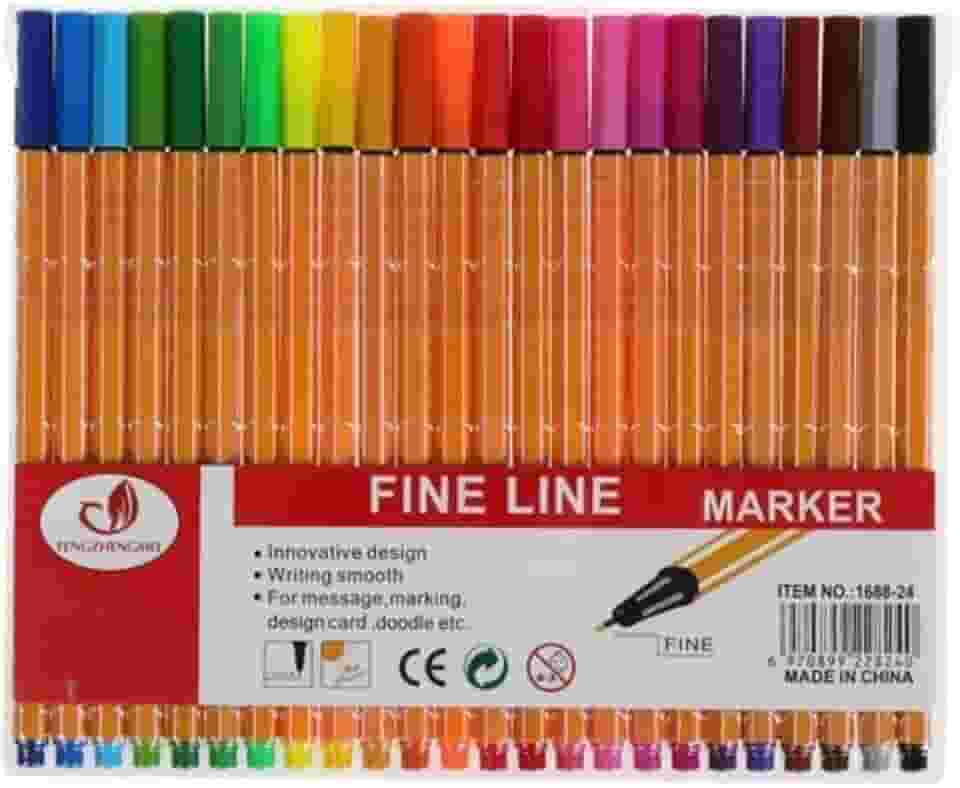 Canetas Coloridas Ponta Fina Fineliner 0.4mm Kit 24 Cores