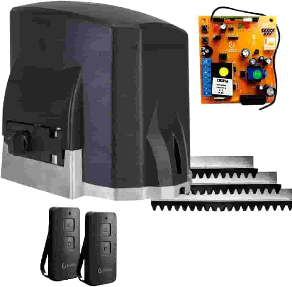Kit Motor de Portão Eletrônico Deslizante Kdz Fit 1/4hp Garen 2 Controles 3 Metros de Cremalheira (220, Volts)