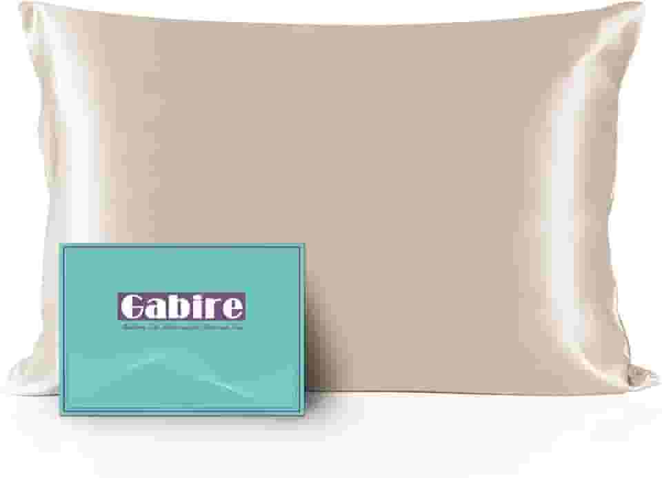 Fronha de seda de amoreira para cabelos e pele que previnem a acne, fronhas de ambos os lados, fronhas de seda verdadeira, fronha de seda orgânica com zíper oculto, champanhe, Queen (50 cm × 76