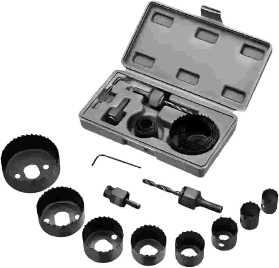 Jogo Serra Copo 11 Peças com Mandril e Chave Allen – Aço Carbono, Cortes em Madeira, Plástico, Gesso e Metal