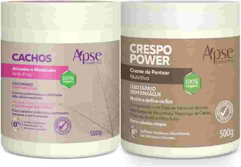 Ativador Modelador de Cachos 500g e Creme de Pentear Crespo Power 500g Apse Cosmétics