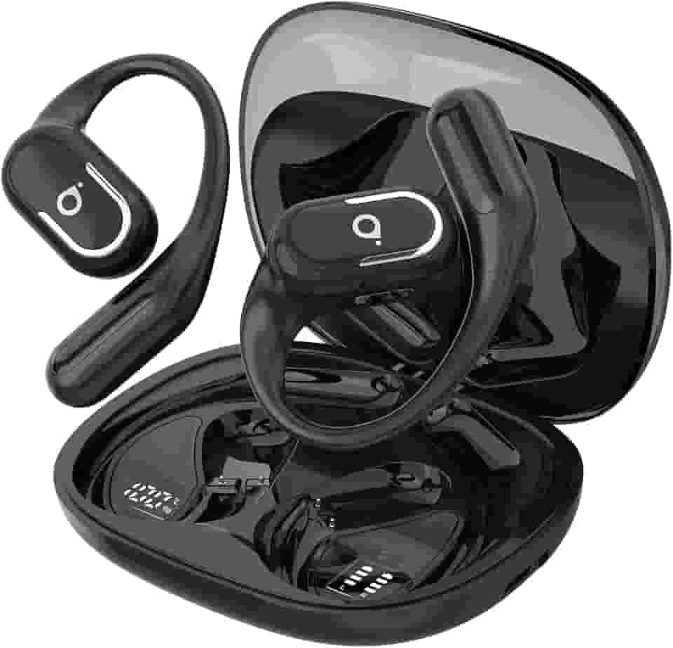 Fone De Ouvido Bluetooth Esportes, Basike T7, IPX6/OWS, Tela LED Dupla, Fone de Ouvido Estéreo Hi-Fi, Suporta Chamadas de Voz, 60 Horas em Standby Para Corrida e Exercícios ao Ar Livre (PRO Preto)