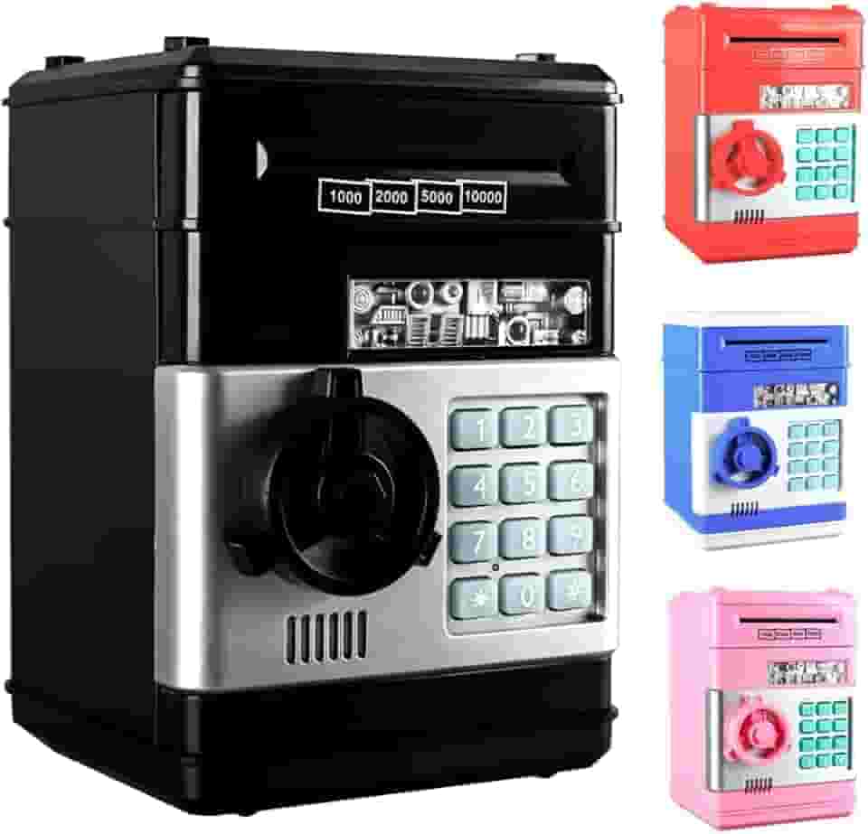 Mini Cofre Digital Automático Eletrônico Nota Moeda Infantil (Preto)