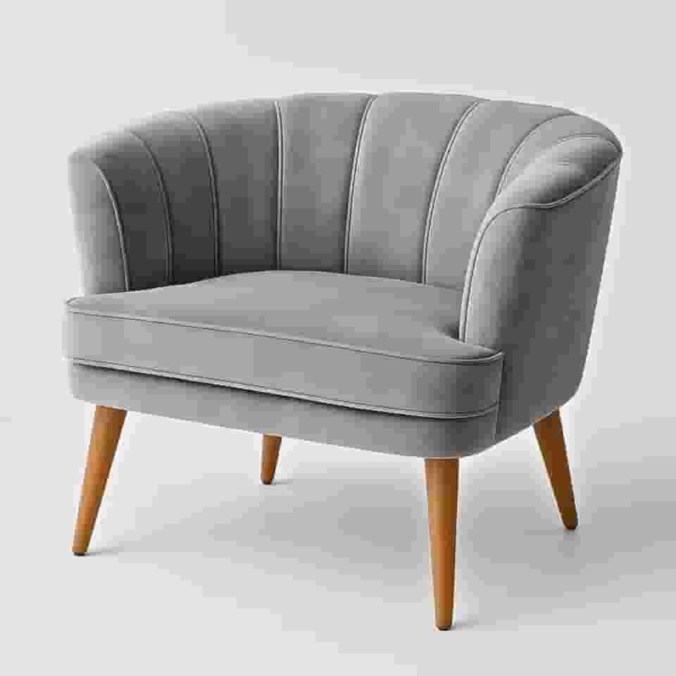 Poltrona Cadeira para Sala de Estar Confortável Tecido VeludoMOBLAN decor (Cinza)