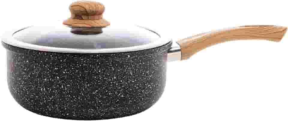 WOLFF - Panela de Indução em Alumínio com Revestimento Cerâmico e Tampa de Vidro Granilite Preta 20cm