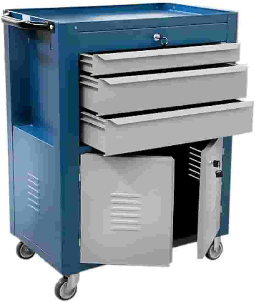 Carrinho Fechado Vermelho com 3 Gavetas e 2 Portas-FERCAR-C06-VM