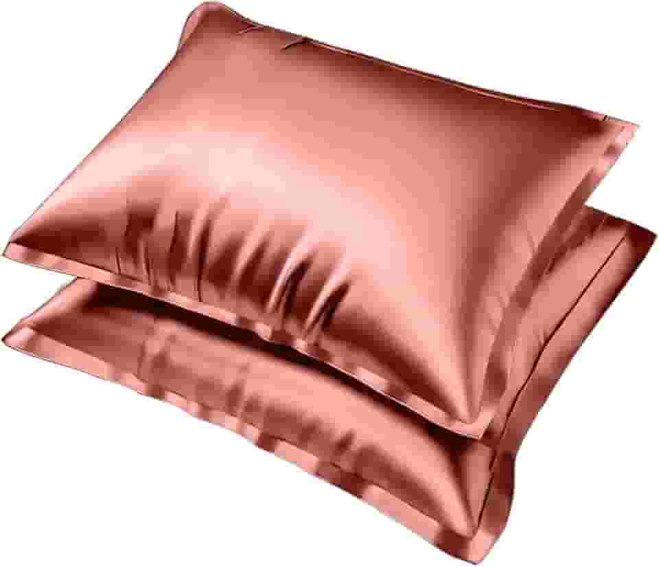 Kit 2 Fronhas Cetim Anti-frizz Seda Alto Brilho Par Cama Suave (Rosa)