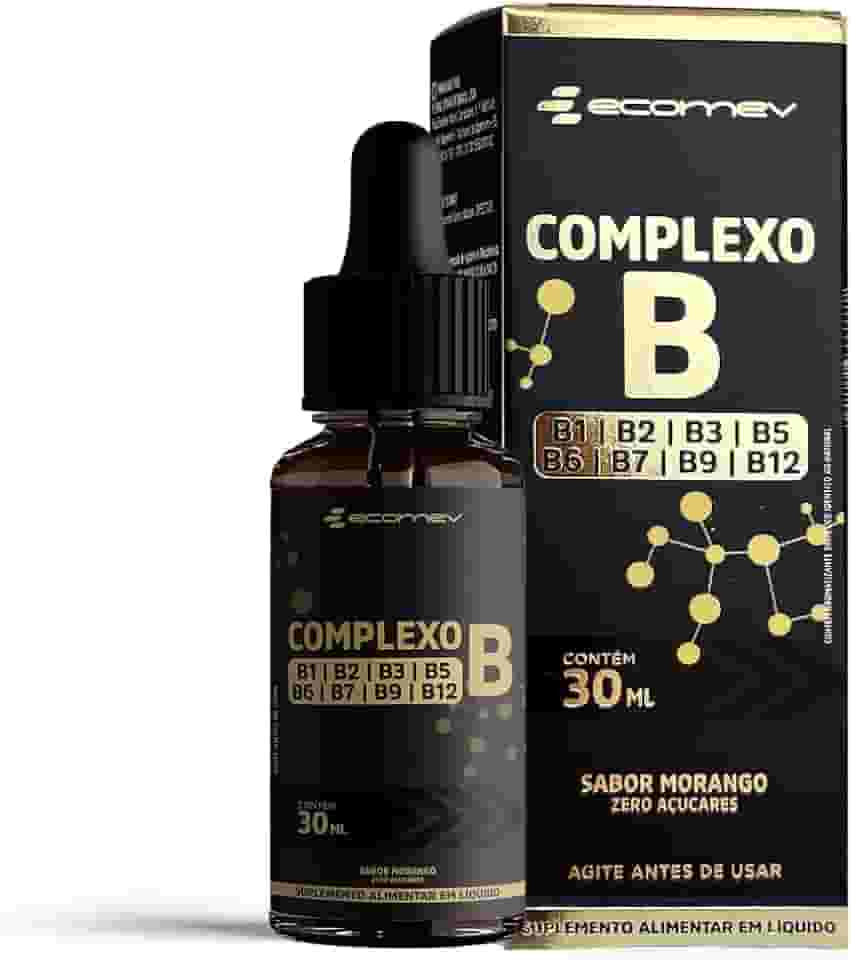 Complexo B em Gotas Sublingual Vegano 30ml - Sabor Morango - Ecomev