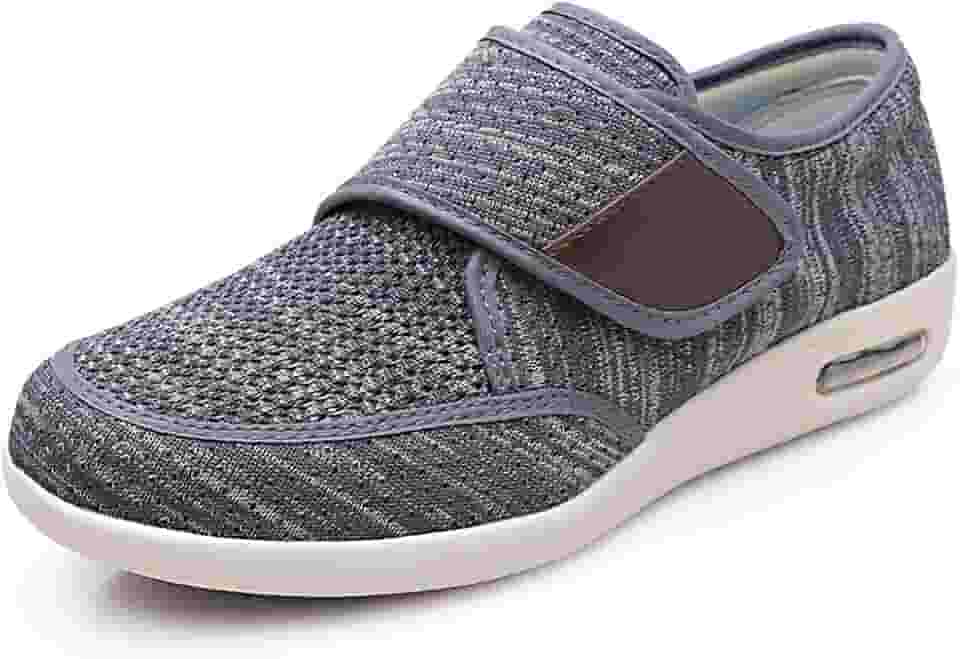 Tênis masculino de caminhada para diabéticos, alça ajustável, confortável, larguras largas, fácil de colocar e tirar com 3 pares de palmilhas de substituição para suporte para idosos inchaço nos pés