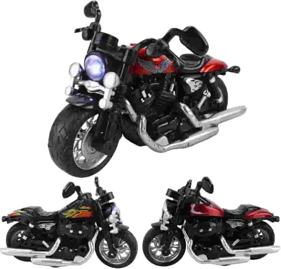 Moto Motinha de Fricção com Luz e Sons 1:12, Moto de Ferro Pneus de Borracha, Carcaça em Metal e Plástico, Bateria Inclusa, Escala 1:12, Sortido Estilo Rock