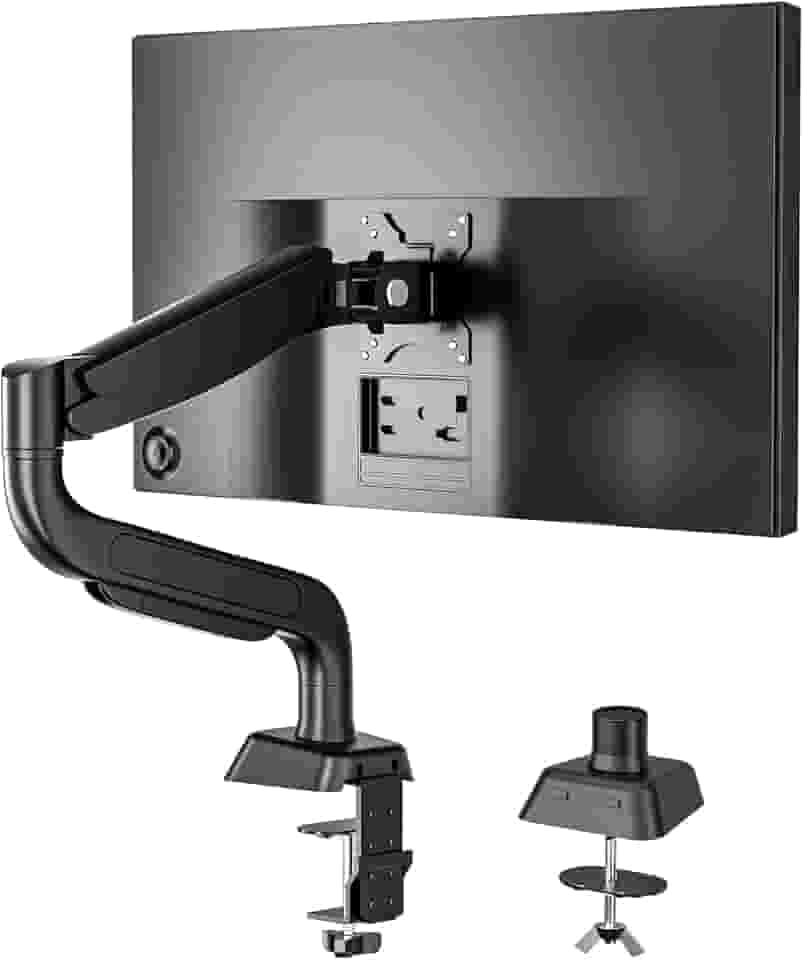 Suporte Articulado para Monitor de Mesa, Braço Articulado Ajustável para Monitores de 13-32" (até 10kg), Design Ergonômico, Gerenciamento de Cabos, com Pistão a Gás, Grampo C e Ilhós (Preto)