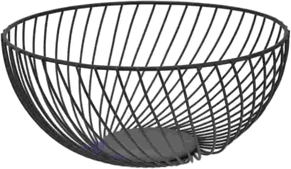 Fruteira Aramada Redonda Preta, Estilo Europeu, 25cm, Inox Base Antiderrapante